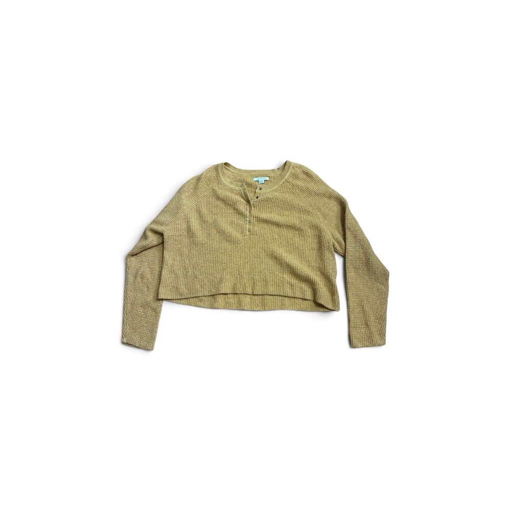 American Eagle Waffle Knit Button Front Long Sleeve Sweater M Basic Fall Cozy